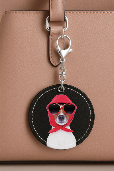 Cekuonline إكسسوار حقيبة أسود مزين بتفاصيل جلدية منقوشة ومطرزة - جاك راسل