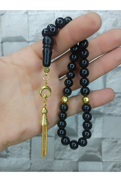 Tasarım Russian Oltu Stone Prayer Beads with Crescent and Star Tassels