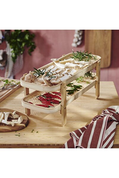 IKEA 2 tepsili gıda kurutma rafı, bambu, 46x21x22 cm