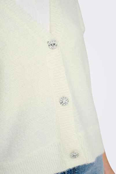 ONLY Women's Onlella Buttoned Long Sleeve Knitted Cardigan 15259564 Ecru