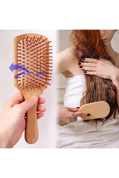 Naturachi Bambu Dişli Tarak Ahşap Saç Fırçası