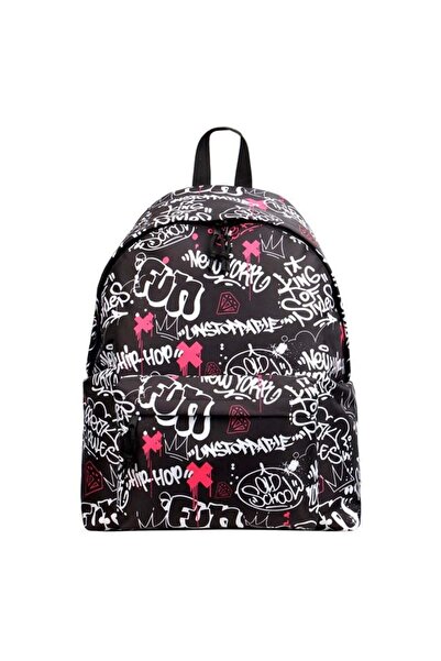 OEM Black Backpack with White Print