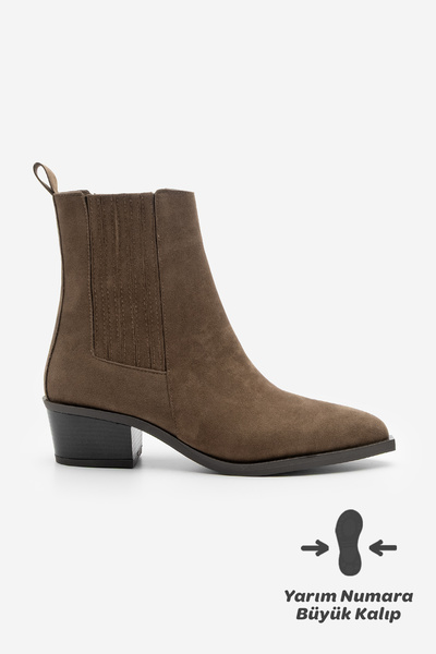 Marjin Kadın Sivri Burun Kalın Topuklu Kovboy Çift Lastikli Western Bot Losya