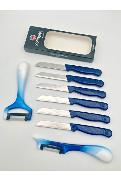 Solingen Orijinal Klever Simli 6 Adet Meyve Bıçağı 2'li Soyacak Lacivert