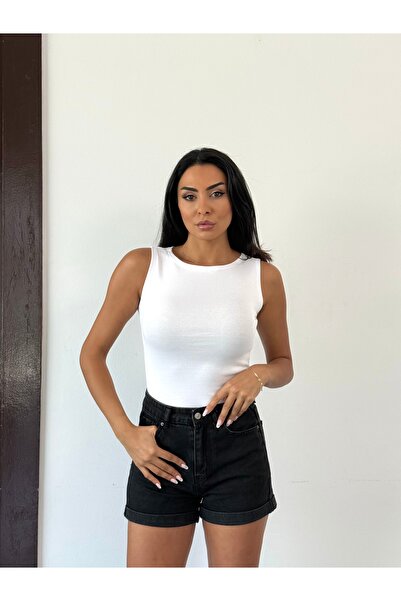 4Soul Kayık Yaka Kolsuz Top-Beyaz