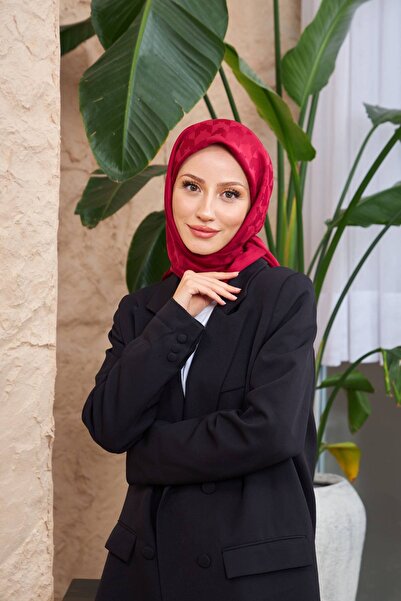 İpekhan Kazayağı Jakarlı Eşarp Bordo 9901-12