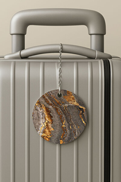 Cekuonline بطاقة أمتعة من البليكسي جلاس بتصميم رخامي مذهب للسفر والعطلات