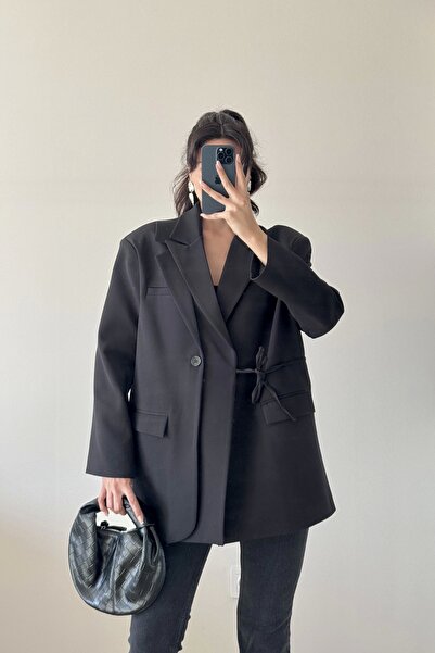 Eka Jachetă Blazer neagră cu guler dublu pentru femei 0999-25088