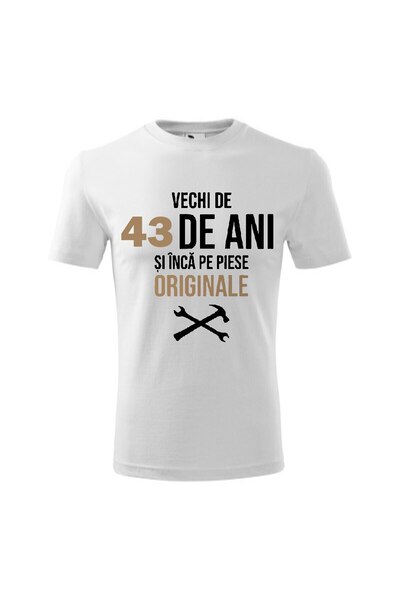 OEM Personalized Men's T-shirt, White, 43 Years Old Still on Original Parts, 3XL