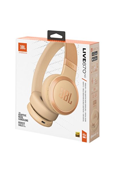 JBL Wireless On-Ear Headphones LIVE 670NC, True Adaptive NC, Bluetooth, Multi-Point, Sand