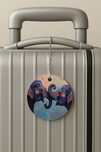 Cekuonline ملصق حقيبة السفر بسلسلة من البليكسي، تصميم ملصق الأمتعة للسفر والإجازات، حب الفيلة