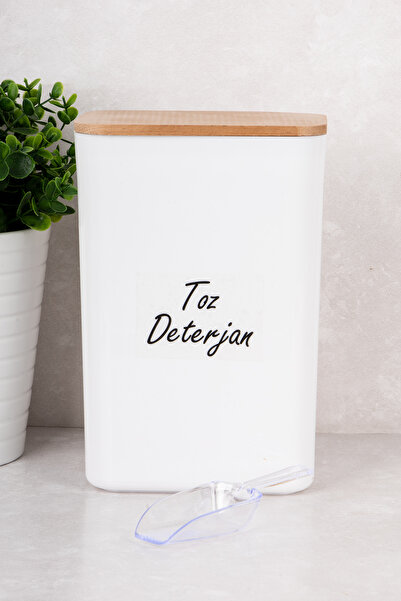 DNS HOME Powder Detergent Storage Container Wooden Vacuum Lid Storage Box with Scale Gift Detergent Dispenser 3 Lt