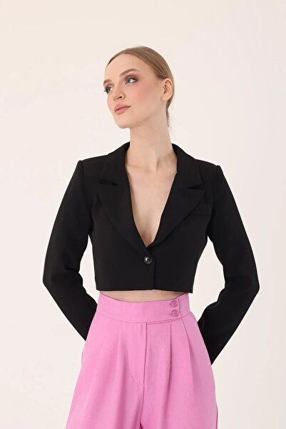 Marbella Women's Single Button Crop Blazer Jacket