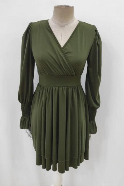 Mossta Double Breasted Collar Mini Sandy Dress - Khaki