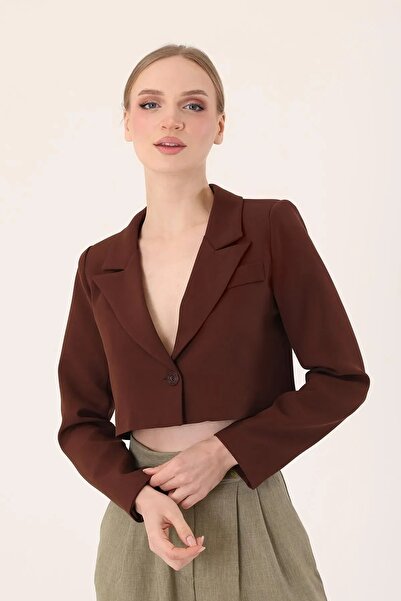 Marbella Women's Single Button Crop Blazer Jacket