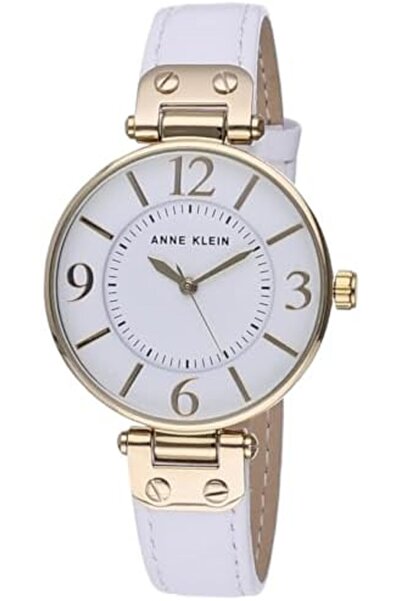 Anne Klein ساعة كوارتز نسائية، شاشة تناظرية وحزام جلدي