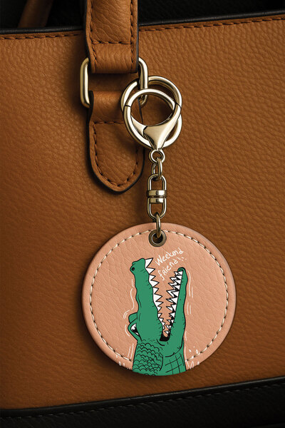 Cekuonline إكسسوار حقيبة وردي اللون مزين بطباعة UV منقوشة - تمساح