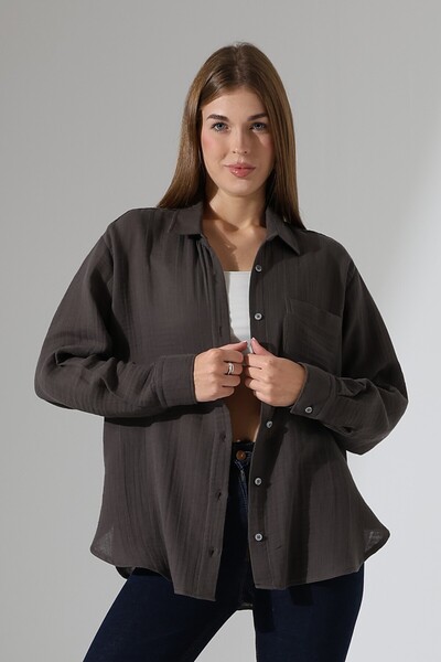 Corradeo Giyim Oversize Basic Muslin Shirt
