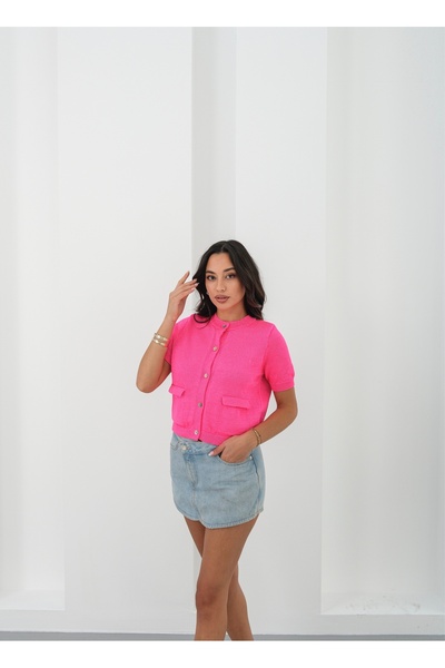 SHUGAA KADIN ŞIK VE ZARIF ÇELIK DOKUMALI DÜĞMELİ HIRKA