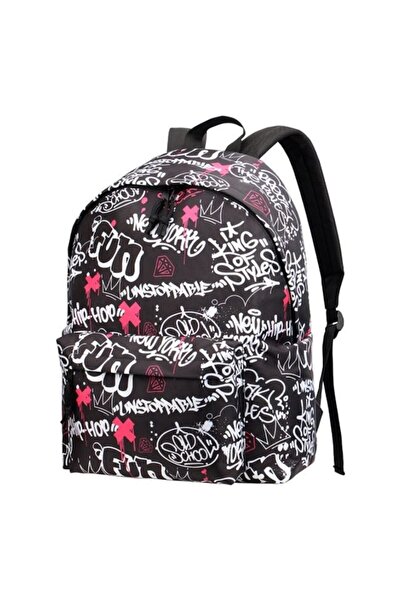 OEM Black Backpack with White Print