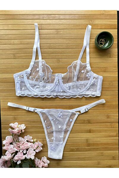 La Linaa Flora White Women's Bralet Set