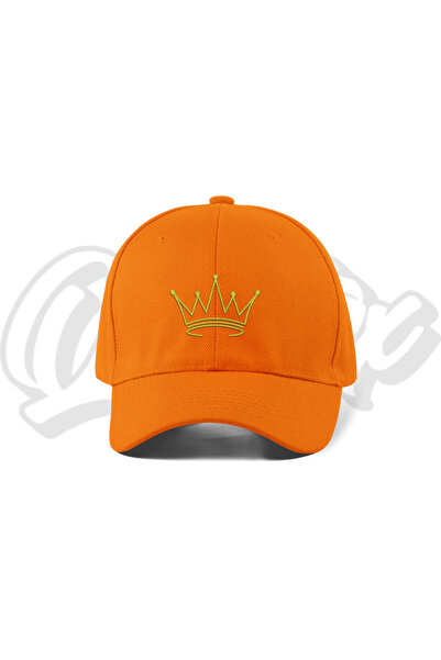QUATEX Crown Embroidered Hat – Orange 100% Cotton Gabardine Unisex Model