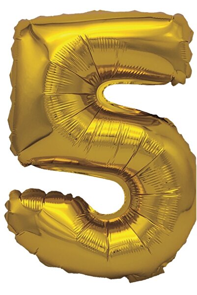 SDX Market Balon folie metalizată aurie, Mirific Party, Numărul 5, 80 cm, Auriu