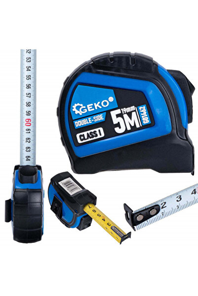 GEKO Ruletă cu scală dublă, oprire automată, 5 m x 19 mm, G01462