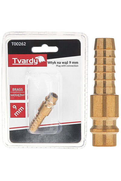 Tvardy Adaptor alamă pentru furtun pneumatic, tip mascul, 9 mm, T00262