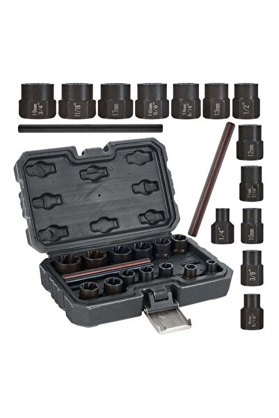 GEKO Set socket wrenches for damaged screws, 6-19 mm, 15 pieces, G30039