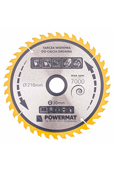 Powermat Lamă circulară pentru lemn TDD-210 x 30 mm 40 dinți, PM0889