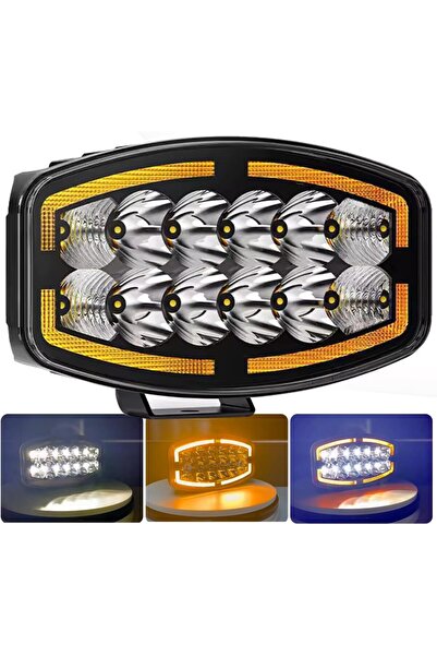 Dijipazar 10'' Beyaz Turuncu LED Spot Projektör + Drl Tır Kamyon Off Road 12-...