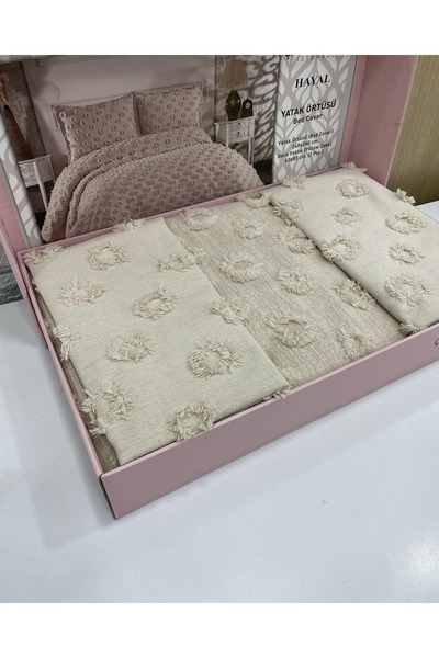 YÜNTEKS Chenille Bedspread / Dowry Cover / Suitable for Daily Use / 3-Piece Bedspread Dream
