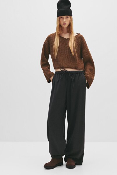 Pull & Bear Chenille V-neck sweater