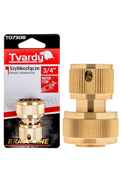 Tvardy Conector rapid cu opritor din alamă 3/4", T07308