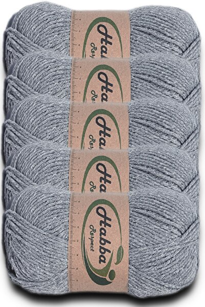 habba respect Habba Acrylic 5-Pack Pkt -1105-Silver Gray- Export Surplus Economical Hand Knitting Yarn
