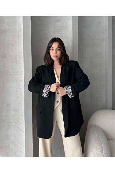 ŞEVVALCE içi leopar desenli blazer ceket