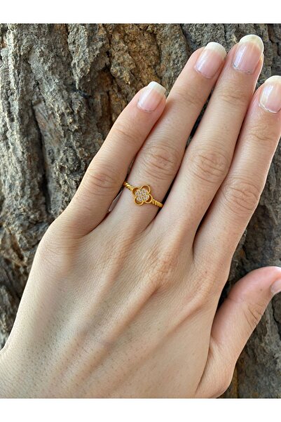 MAHMUT ÇİÇEK KUYUMCULUK Çıtır taşlı yonca yüzük