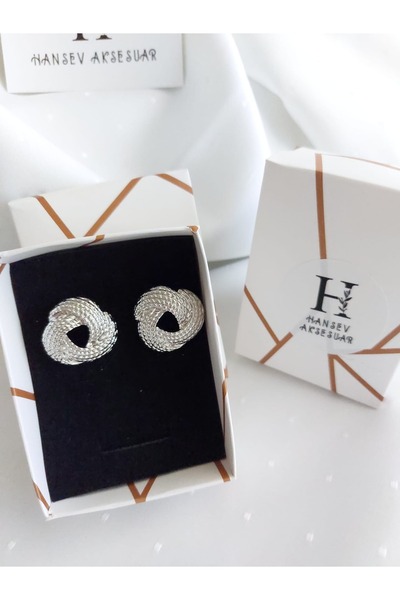 hansev Aksesuar Hasırlı Sarmal Kadın Küpe – Gümüş Çelik, Zarif & Modern Tasarım (Kutulu)