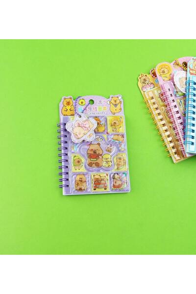 Gift Moda Capybara Design Notebook with Water Cover - 8 Sheets with Sticker Gift