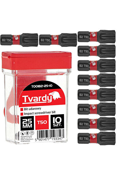 Tvardy Set biți de impact T50, 25 mm S2, 10 buc., T00182-25-10