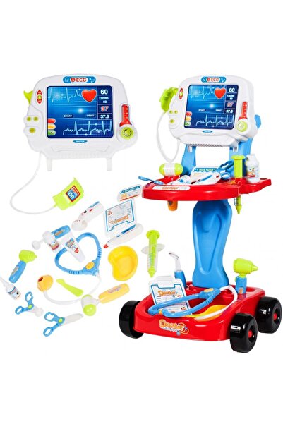 MalPlay Medical Set Little Doctor with Mobile Cart, 17 Pieces, Blue