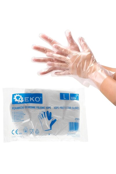 GEKO Mănuși de protecție transparente din HDPE, 100 buc/set, G75210