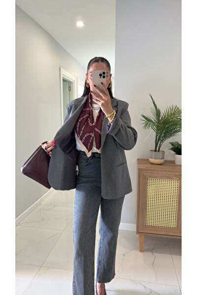 BİRCANÇİL Almitha Gri Vatkalı Blazer Ceket