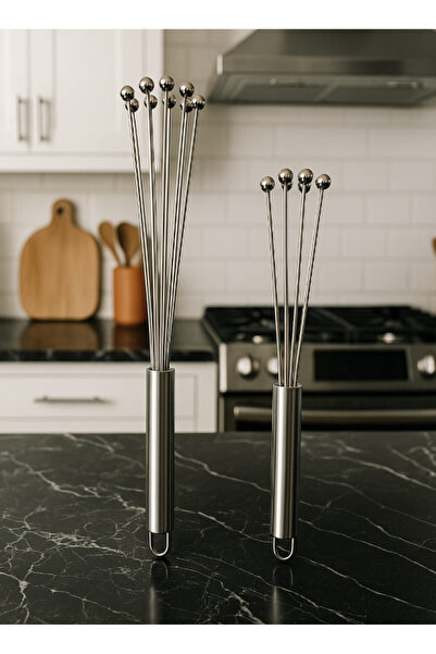 Hilamingo Home 2'li Bilya Uçlu Paslanmaz Çelik Çırpıcı (Büyük Boy-Orta Boy)