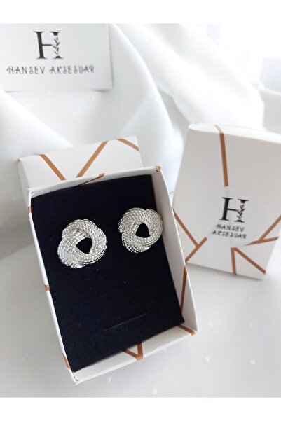 hansev Aksesuar Hasırlı Sarmal Kadın Küpe – Gümüş Çelik, Zarif & Modern Tasarım (Kutulu)