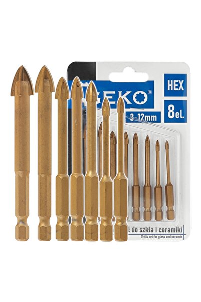 GEKO Set Drill Bits for Glass and Ceramic HEX 8-12 mm, 8 Pieces, G39701
