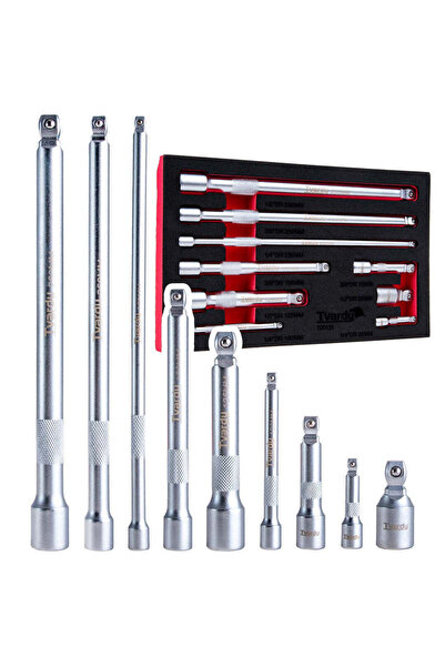 Tvardy Set adaptoare chei tubulare, 1/4", 3/8", 1/2", Cr-V, 9 elemente, T00131