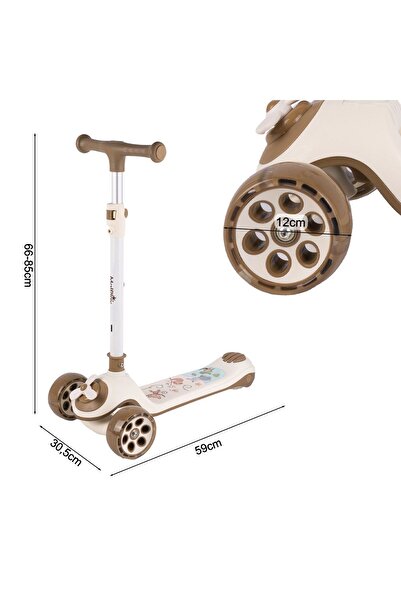 MalPlay Foldable Scooter with 3 Wheels 3-in-1, Beige, 112330