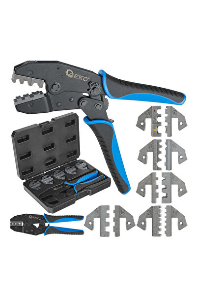 GEKO Clește de sertizare pentru conectori, set de 5 matrițe, G01769